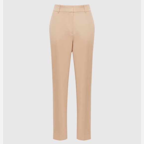 Reiss Slim Fit High Rise Trousers Peach Camel US 4 Classic Spring Old Money - Picture 1 of 10